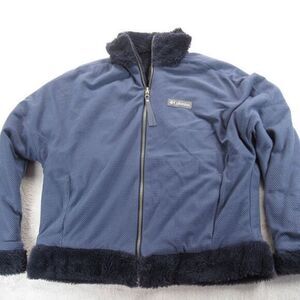 Columbia Bundle Up Jacket Womens Small‎ Purple Full Zip Reversible Sherpa Fleece
